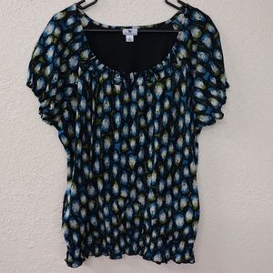 Worthington Top Black Blue Green Cream Sheer XL